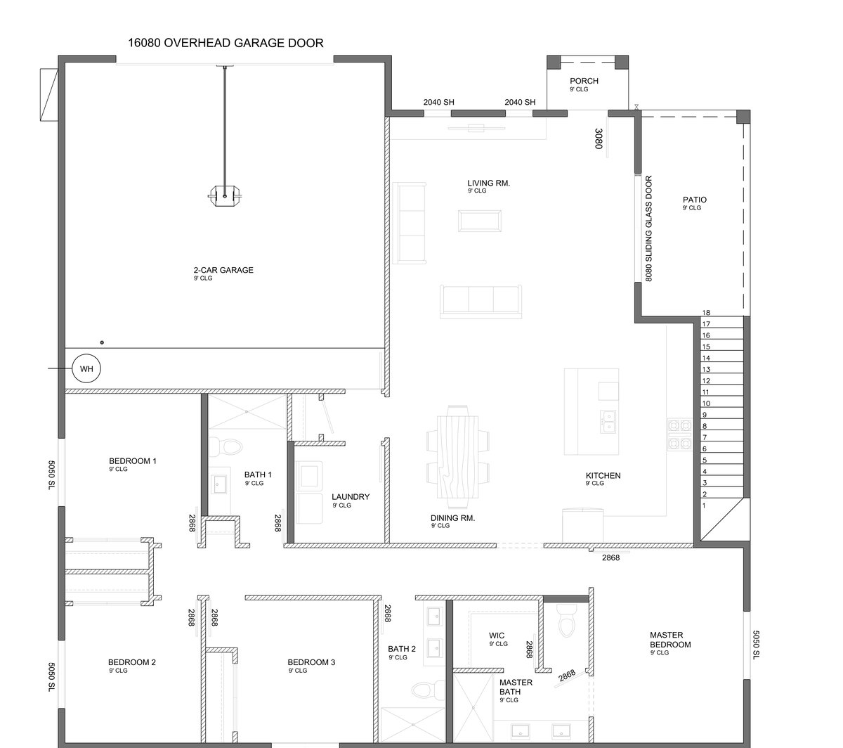 Plan D floor plan, 1,716 square feet, 4 bedrooms